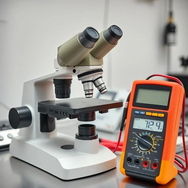 Calibration microscope and multimeter